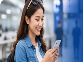 Customer using phone for travel eSIM enquiry